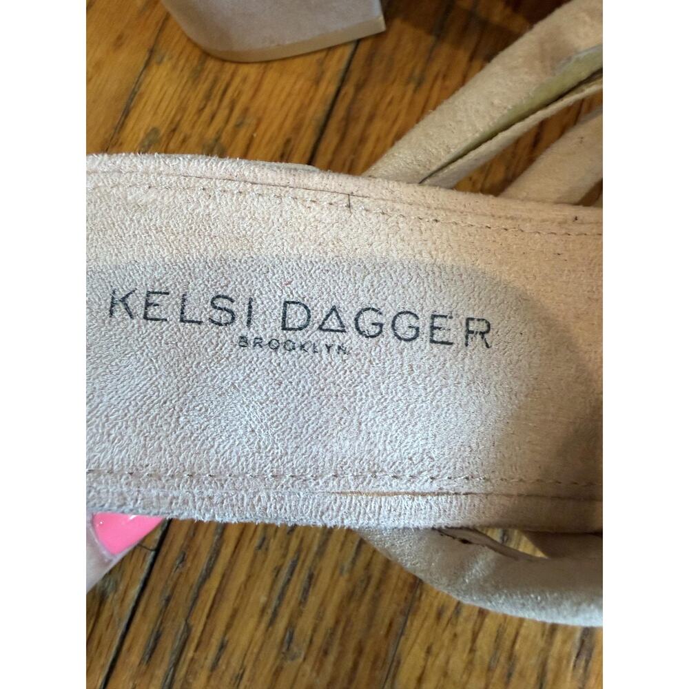 Kelsi Dagger Brooklyn Shoes Sandals Womens Size 6.5 Beige Suede Woven Block Heel - Picture 4 of 9